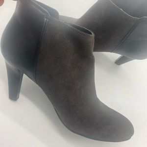 Franco sarto suede leather & man made pointed booties